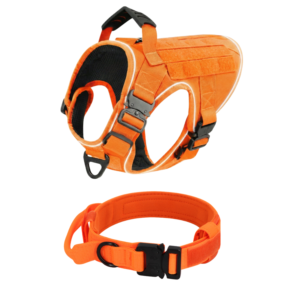 NEW Upgraded Tactical No-Pull Team K9® Dog Harness with 4 Quick-Release Metal Buckles, Reinforced Front & Back V-Rings, Hook & Loop Panels, Adjustable Straps, Reflective Strips, & Top Handle