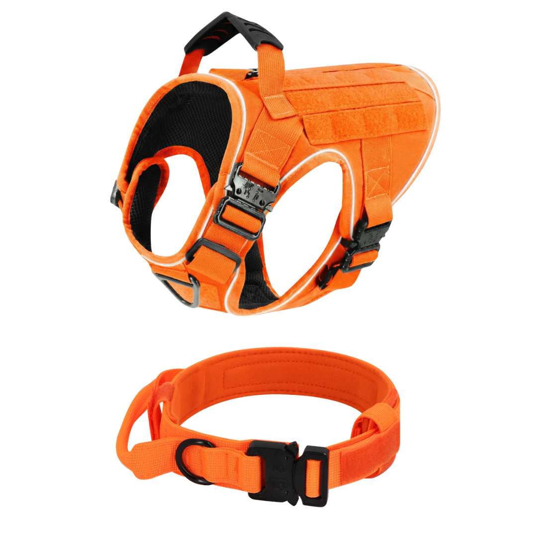 NEW Upgraded Tactical No-Pull Team K9® Dog Harness with 4 Quick-Release Metal Buckles, Reinforced Front & Back V-Rings, Hook & Loop Panels, Adjustable Straps, Reflective Strips, & Top Handle