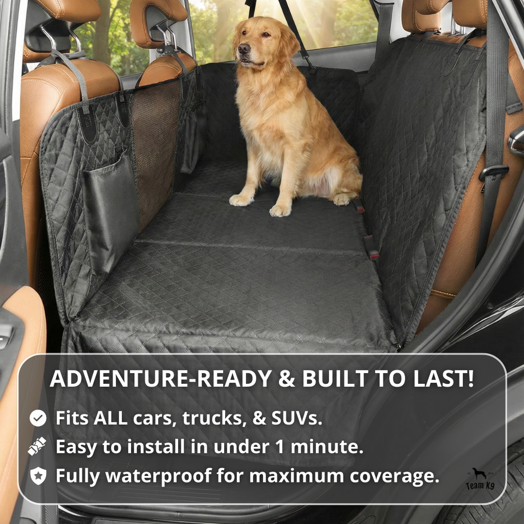 NEW Waterproof Hard Bottom Car & Truck Seat Foldable Hammock Cover With Storage Pockets, Side Flaps, Headrest Straps, Seat Anchors, & Mesh Window (+FREE SAFETY BELT!)