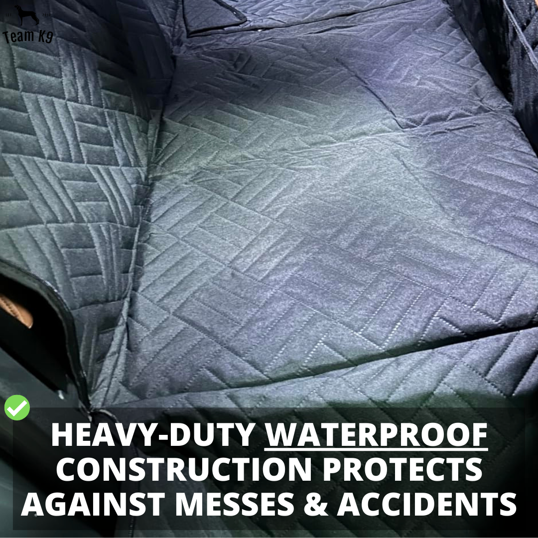 NEW Waterproof Hard Bottom Car & Truck Seat Foldable Hammock Cover With Storage Pockets, Side Flaps, Headrest Straps, Seat Anchors, & Mesh Window (+FREE SAFETY BELT!)