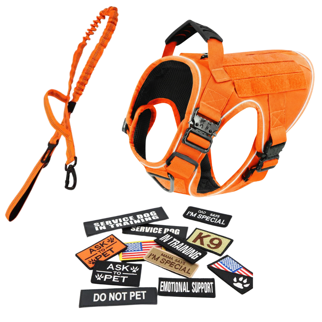 NEW Upgraded Tactical No-Pull Team K9® Dog Harness with 4 Quick-Release Metal Buckles, Reinforced Front & Back V-Rings, Hook & Loop Panels, Adjustable Straps, Reflective Strips, & Top Handle