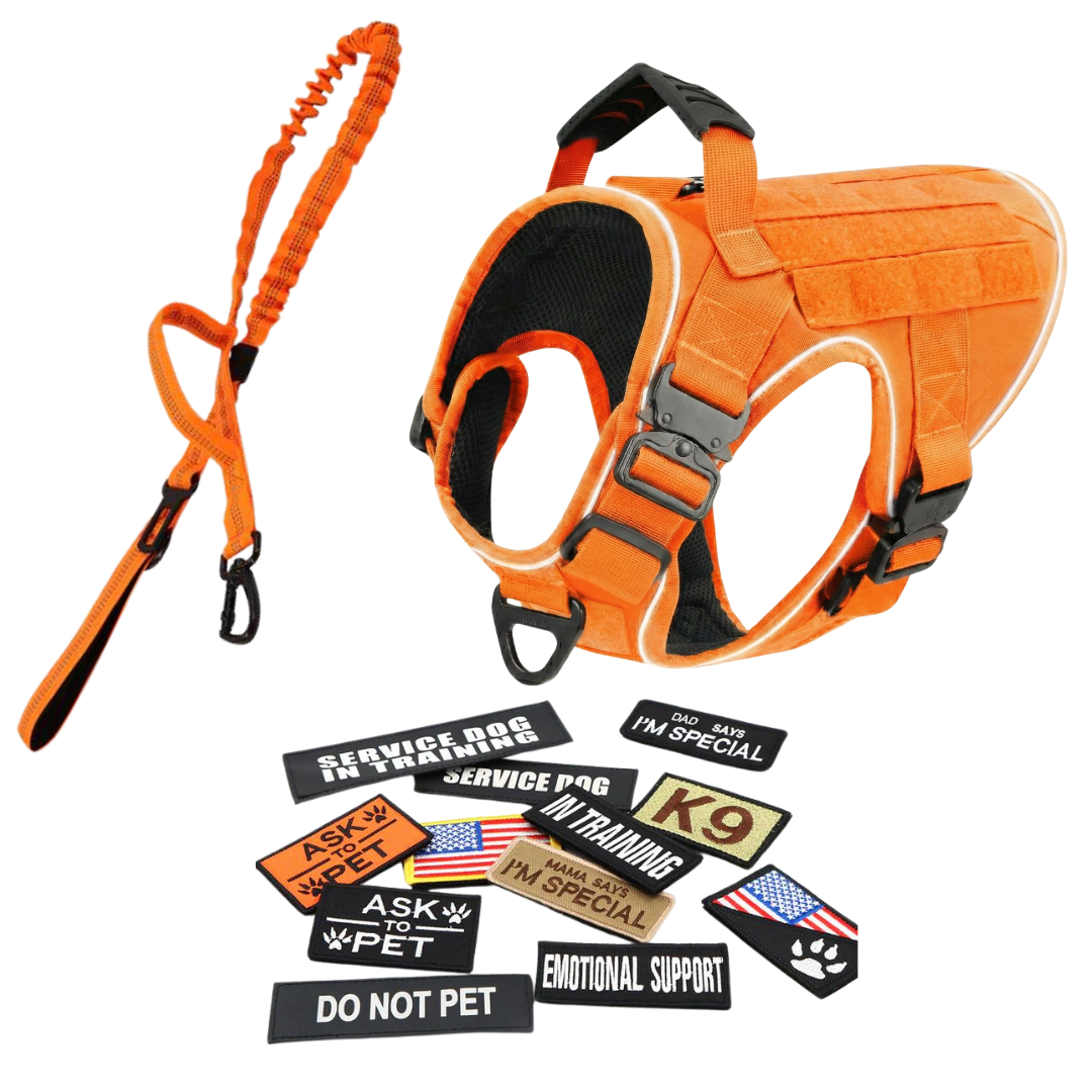NEW Upgraded Tactical No-Pull Team K9® Dog Harness with 4 Quick-Release Metal Buckles, Reinforced Front & Back V-Rings, Hook & Loop Panels, Adjustable Straps, Reflective Strips, & Top Handle