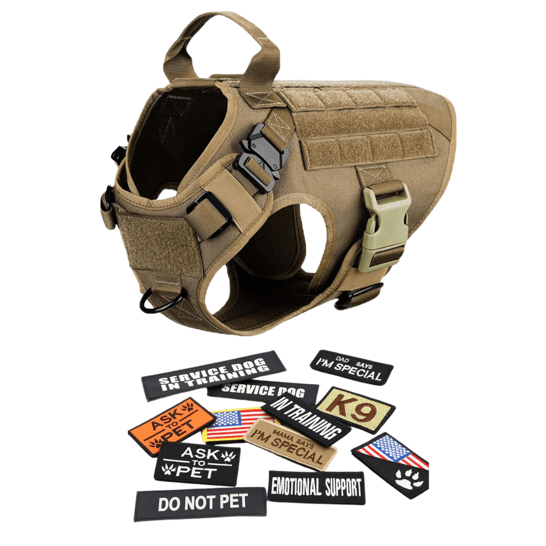 Classic Heavy-Duty Tactical No-Pull Team K9™ Dog Harness With Front & Back D-Rings, Quick-Release Metal-Buckles, Hook & Loop