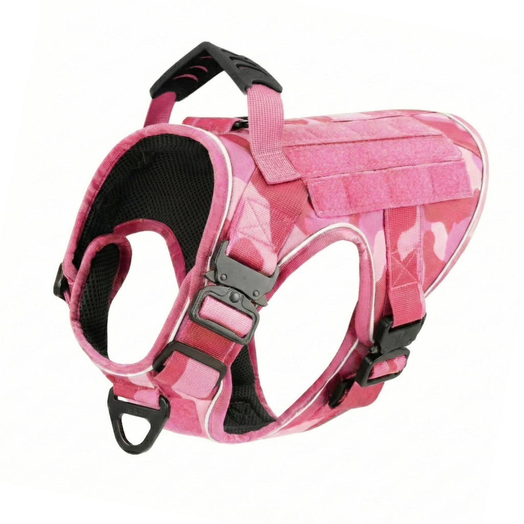 NEW Upgraded Tactical No-Pull Team K9® Dog Harness with 4 Quick-Release Metal Buckles, Reinforced Front & Back V-Rings, Hook & Loop Panels, Adjustable Straps, Reflective Strips, & Top Handle