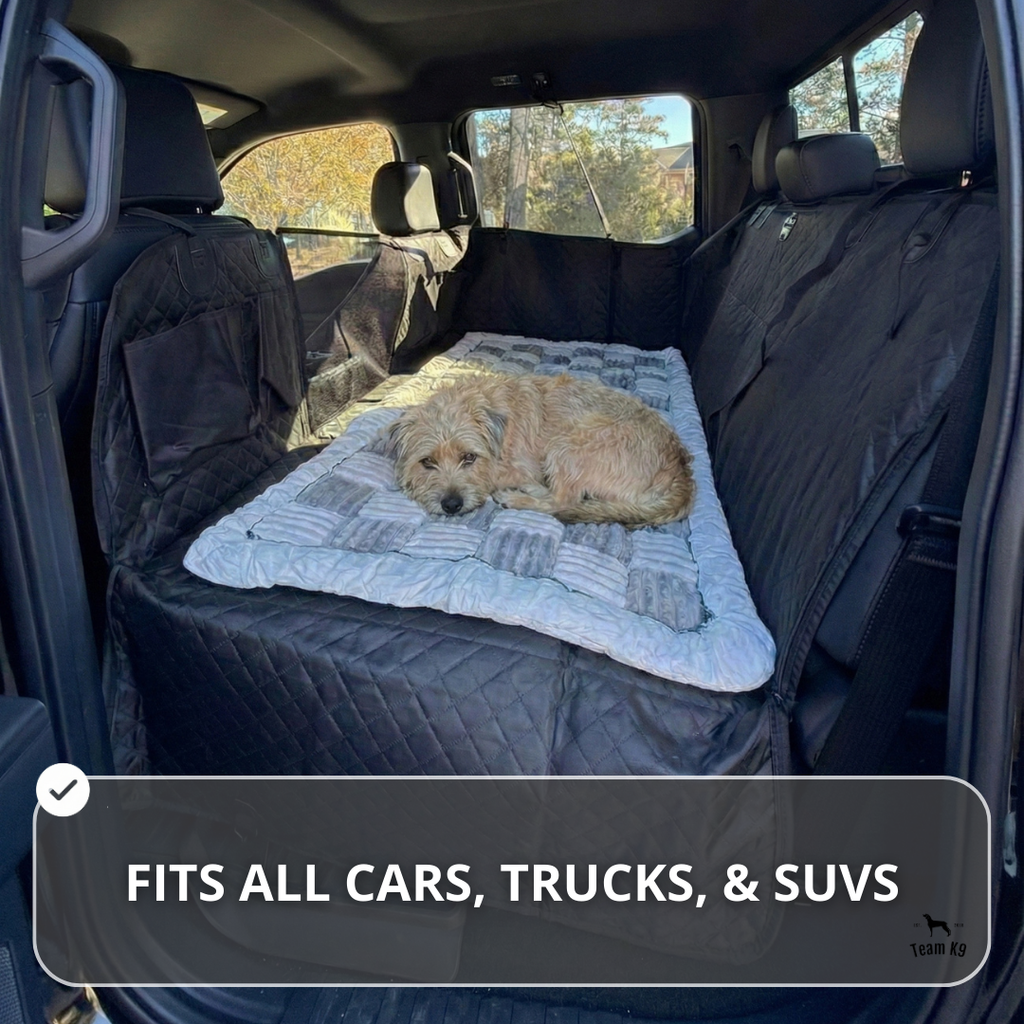 NEW Waterproof Hard Bottom Car & Truck Seat Foldable Hammock Cover With Storage Pockets, Side Flaps, Headrest Straps, Seat Anchors, & Mesh Window (+FREE SAFETY BELT!)