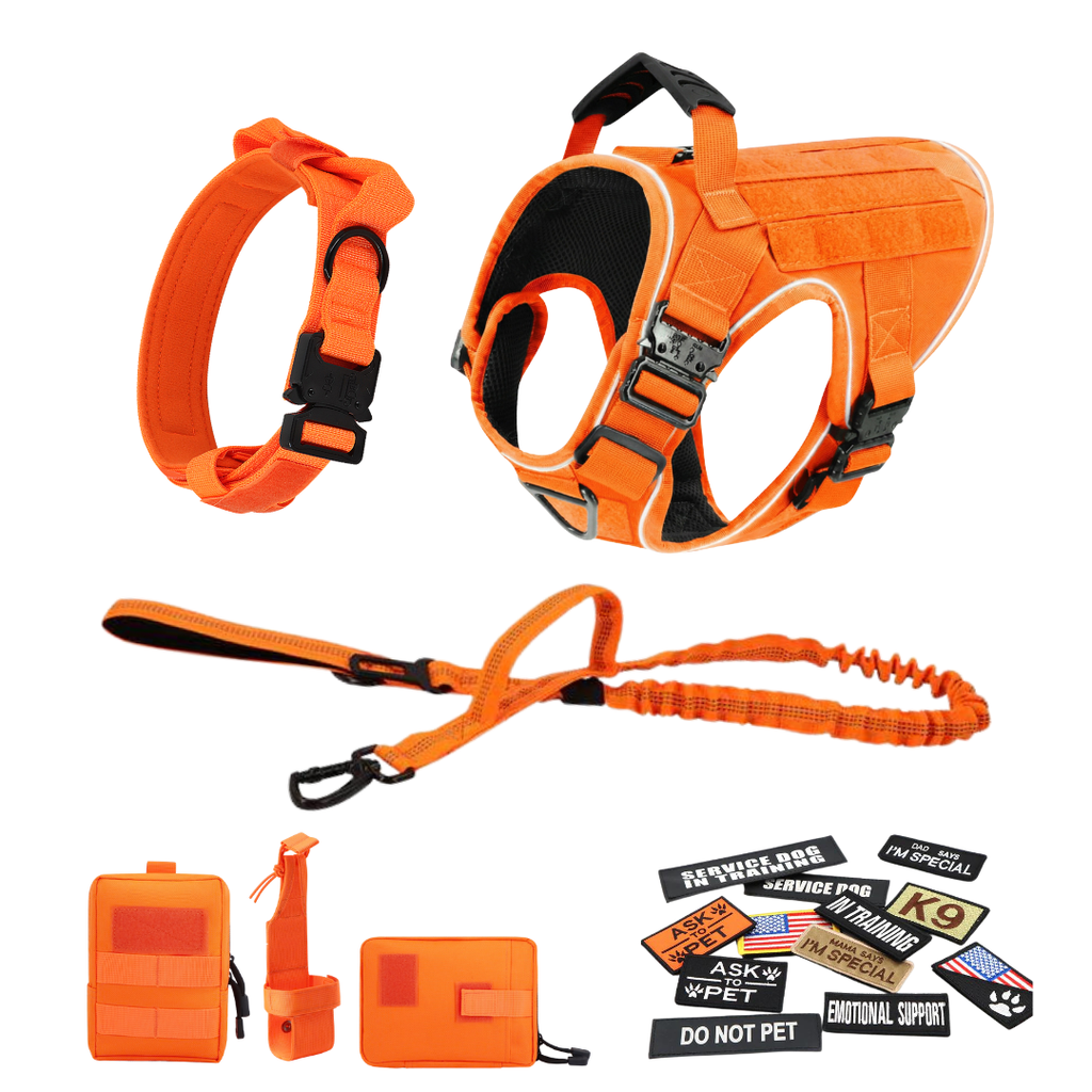NEW Upgraded Tactical No-Pull Team K9® Dog Harness with 4 Quick-Release Metal Buckles, Reinforced Front & Back V-Rings, Hook & Loop Panels, Adjustable Straps, Reflective Strips, & Top Handle