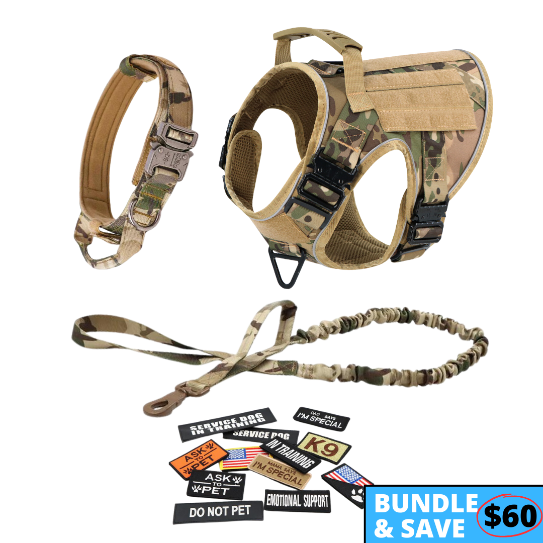 NEW Upgraded Tactical No Pull Team K9 Dog Harness with 4 Quick Release Metal Buckles Reinforced Front Back D Rings Hook Loop Panels Adjustable