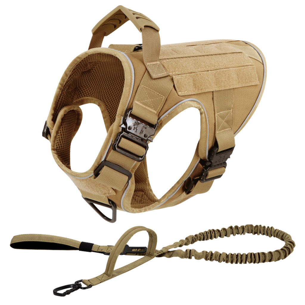 NEW Upgraded Tactical No-Pull Team K9™ Dog Harness with 4 Quick-Release Metal Buckles, Reinforced Front & Back D-Rings, Hook & Loop Panels, Adjustable Straps, Reflective Strips, & Top Handle