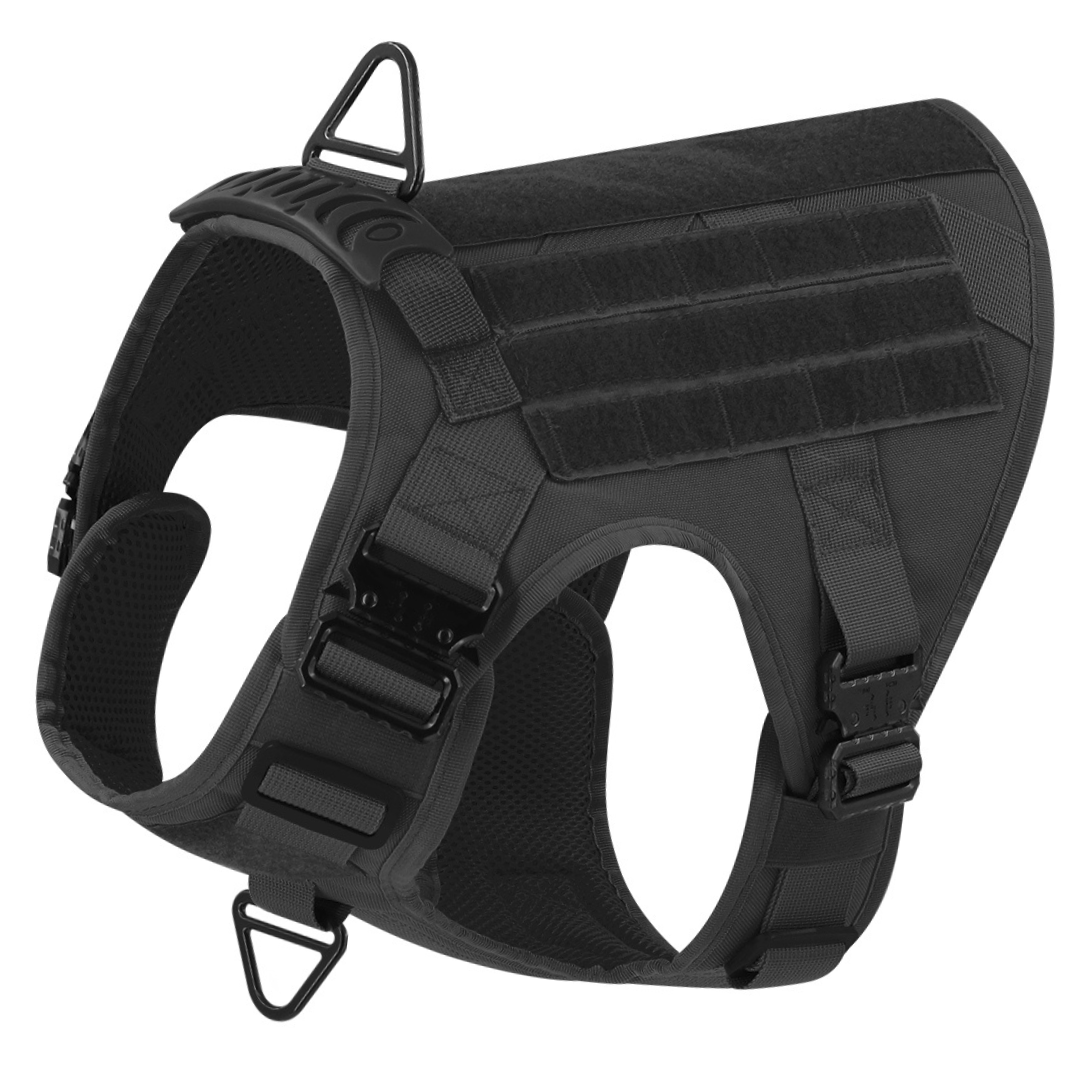 NEW All Metal Team K9 Tactical No Pull Dog Harness with 4 Metal Buckles Reinforced Front D Ring