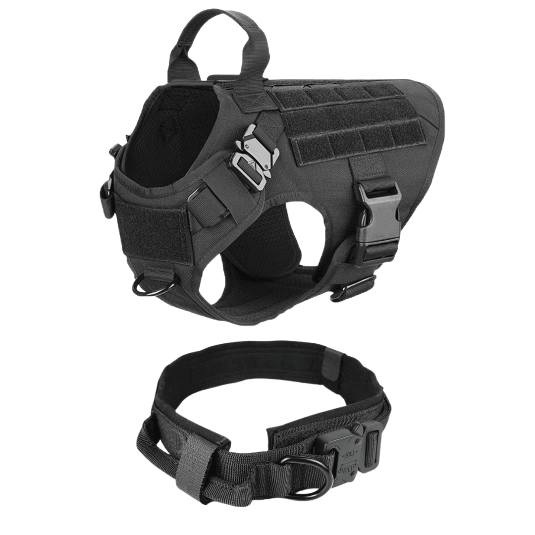 Classic Heavy-Duty Tactical No-Pull Team K9™ Dog Harness With Front & Back D-Rings, Quick-Release Metal-Buckles, Hook & Loop