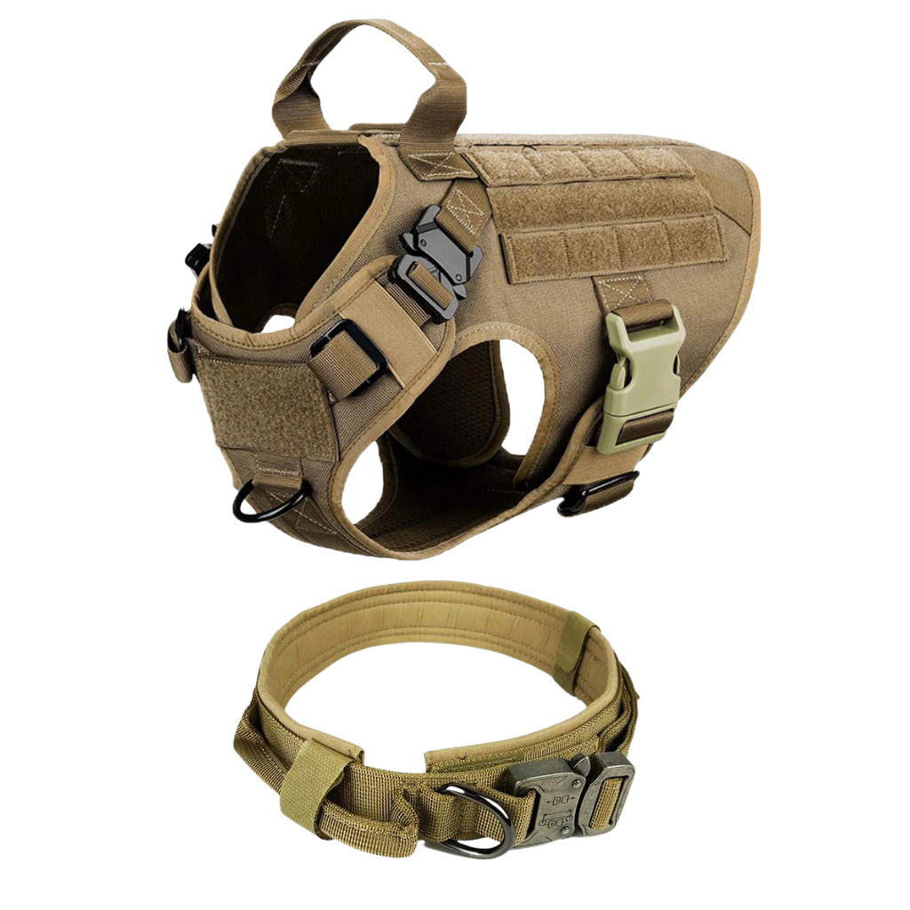 Classic Heavy-Duty Tactical No-Pull Team K9™ Dog Harness With Front & Back D-Rings, Quick-Release Metal-Buckles, Hook & Loop Panels, & Top Handle