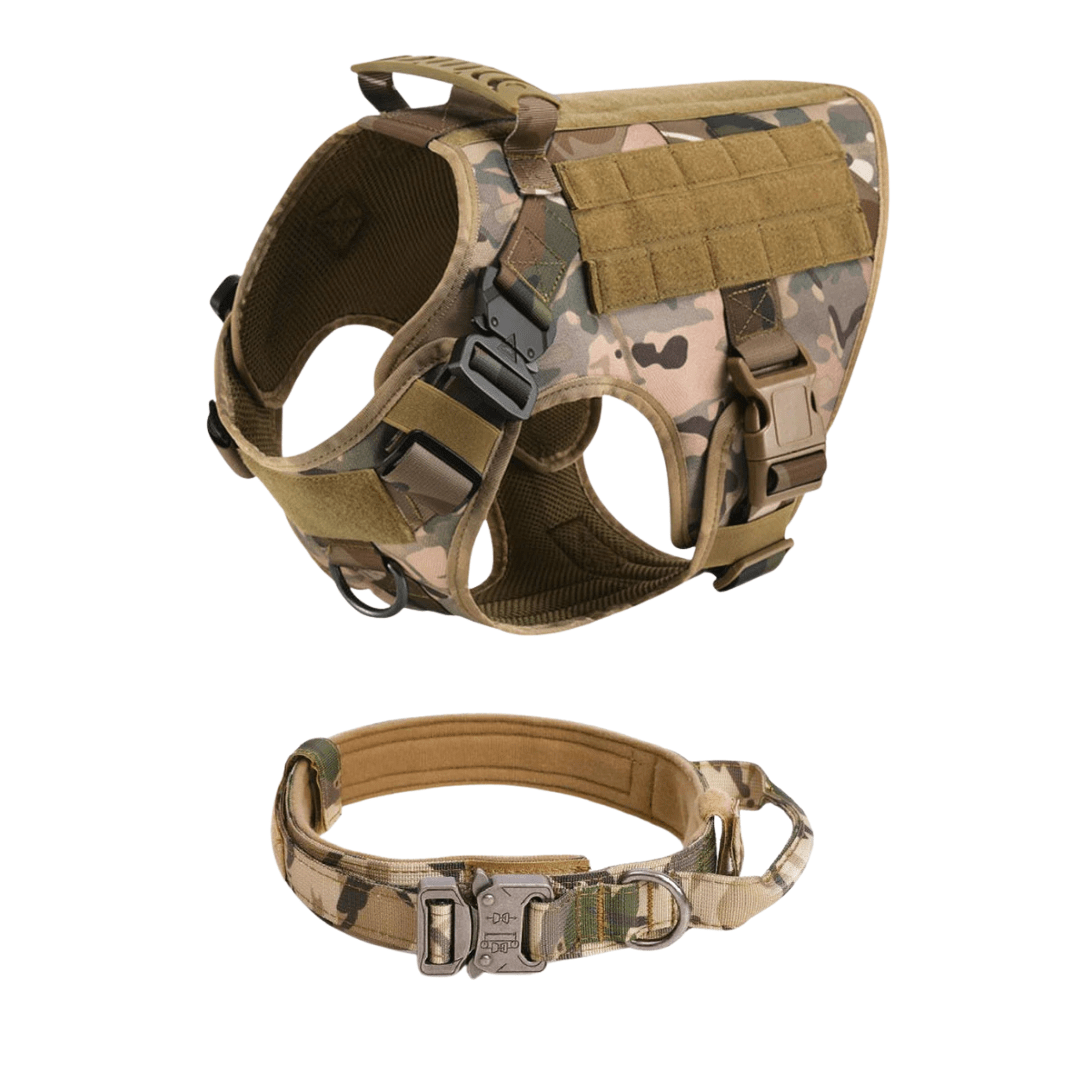 Classic Heavy-Duty Tactical No-Pull Team K9™ Dog Harness With Front & Back D-Rings, Quick-Release Metal-Buckles, Hook & Loop Panels, & Top Handle