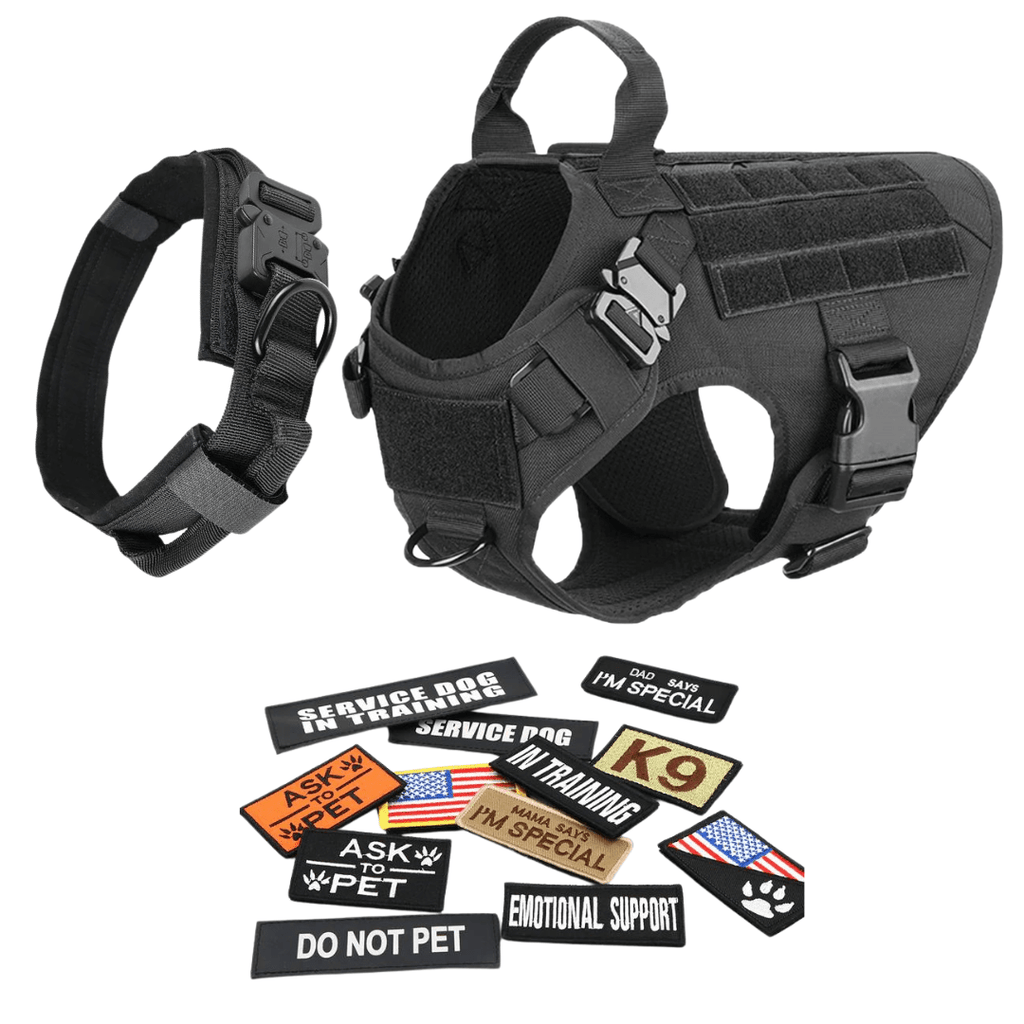 Classic Heavy-Duty Tactical No-Pull Team K9® Dog Harness With Front & Back D-Rings, Quick-Release Metal-Buckles, Hook & Loop