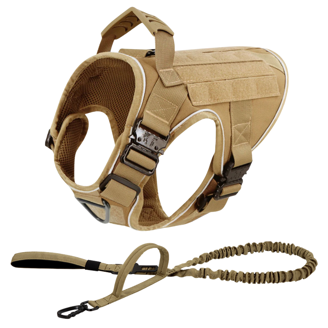 NEW Upgraded Tactical No-Pull Team K9® Dog Harness with 4 Quick-Release Metal Buckles, Reinforced Front & Back V-Rings, Hook & Loop Panels, Adjustable Straps, Reflective Strips, & Top Handle