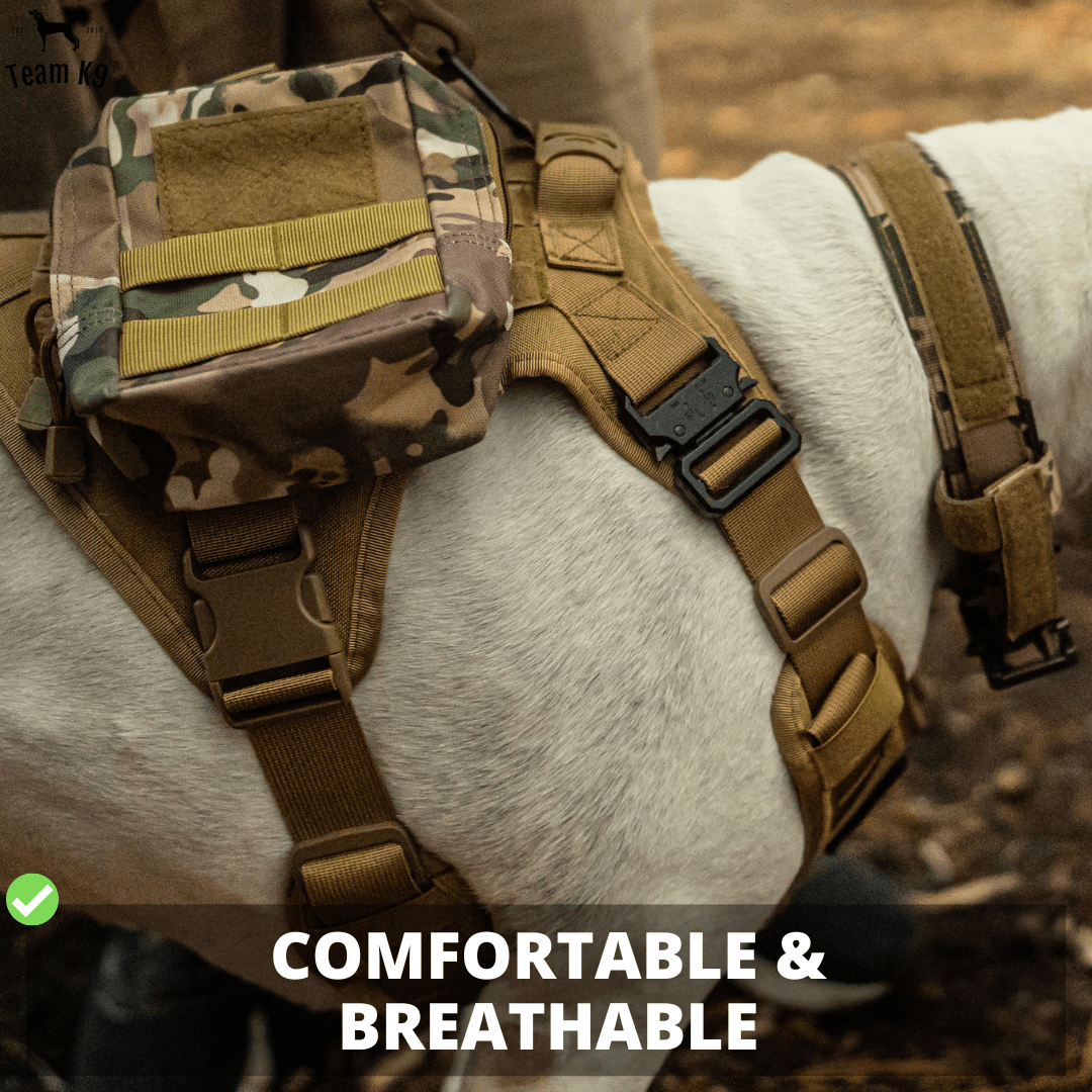 Classic Heavy-Duty Tactical No-Pull Team K9™ Dog Harness With Front & Back D-Rings, Quick-Release Metal-Buckles, Hook & Loop