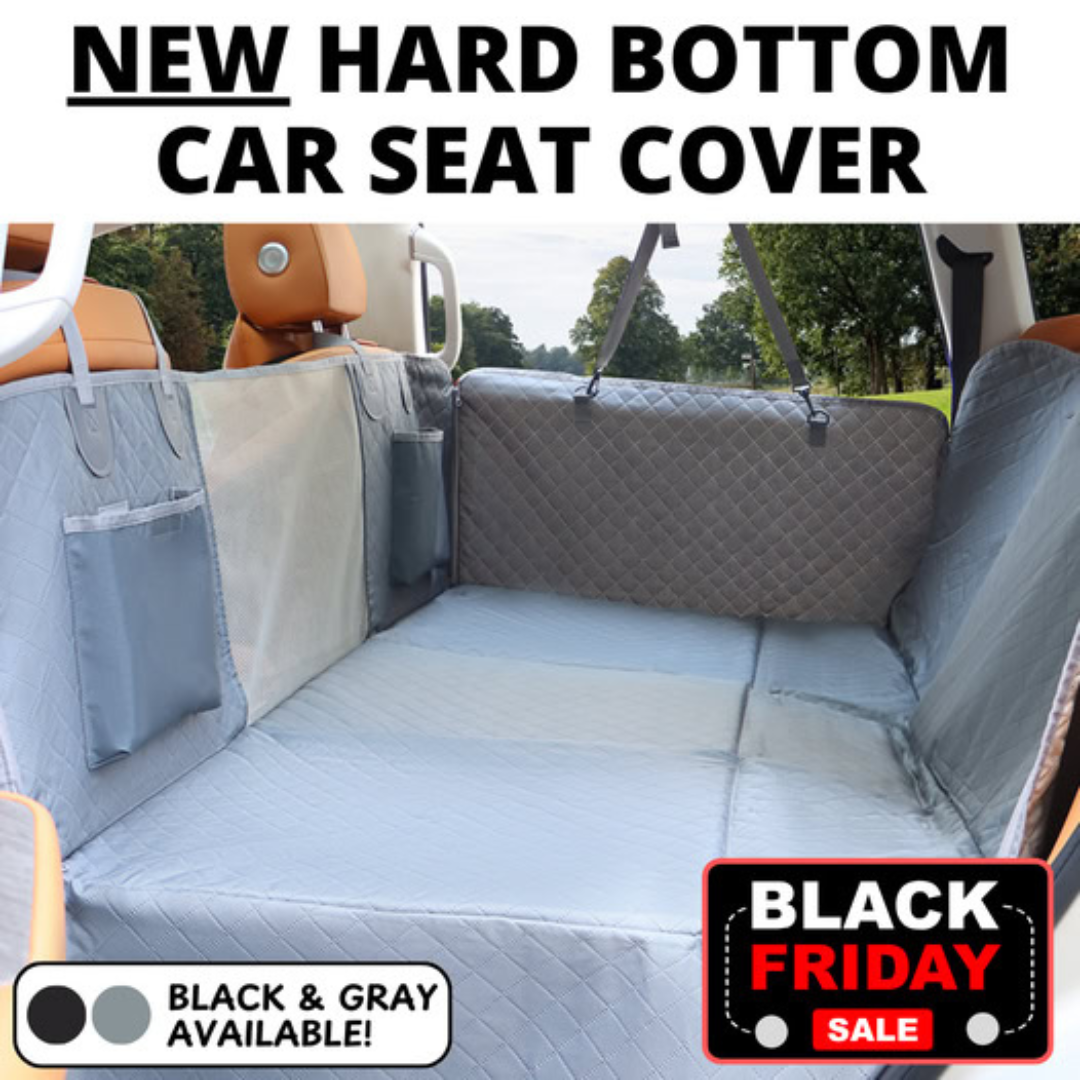 NEW Waterproof Hard Bottom Car & Truck Seat Foldable Hammock Cover With Storage Pockets, Side Flaps, Headrest Straps, Seat Anchors, & Mesh Window (+FREE SAFETY BELT!)