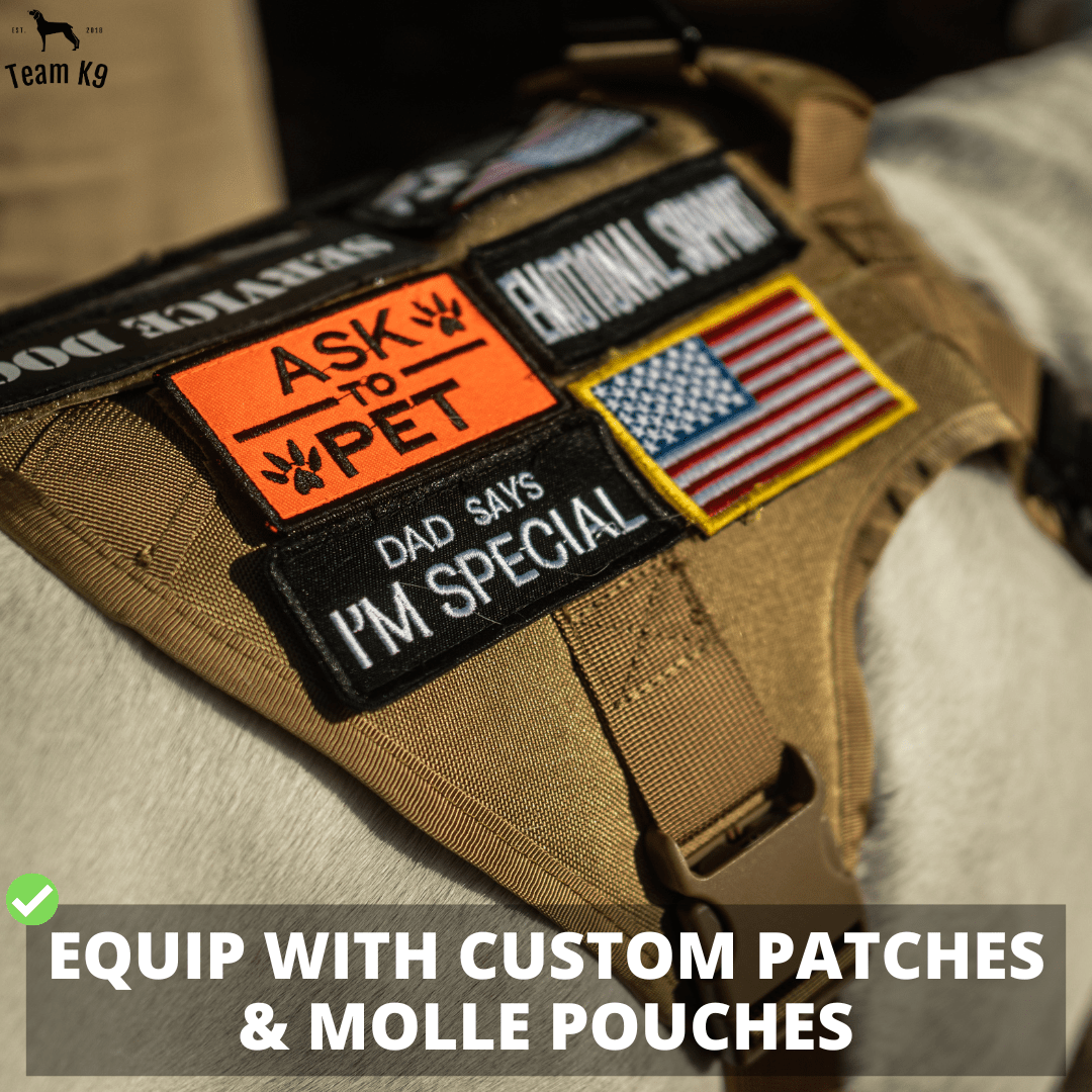 Classic Heavy-Duty Tactical No-Pull Team K9™ Dog Harness With Front & Back D-Rings, Quick-Release Metal-Buckles, Hook & Loop