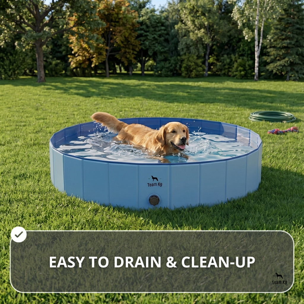 NEW Pop-Up Foldable Outdoor Dog Bath & Swimming Pool With Side Drain (Aqua Blue)