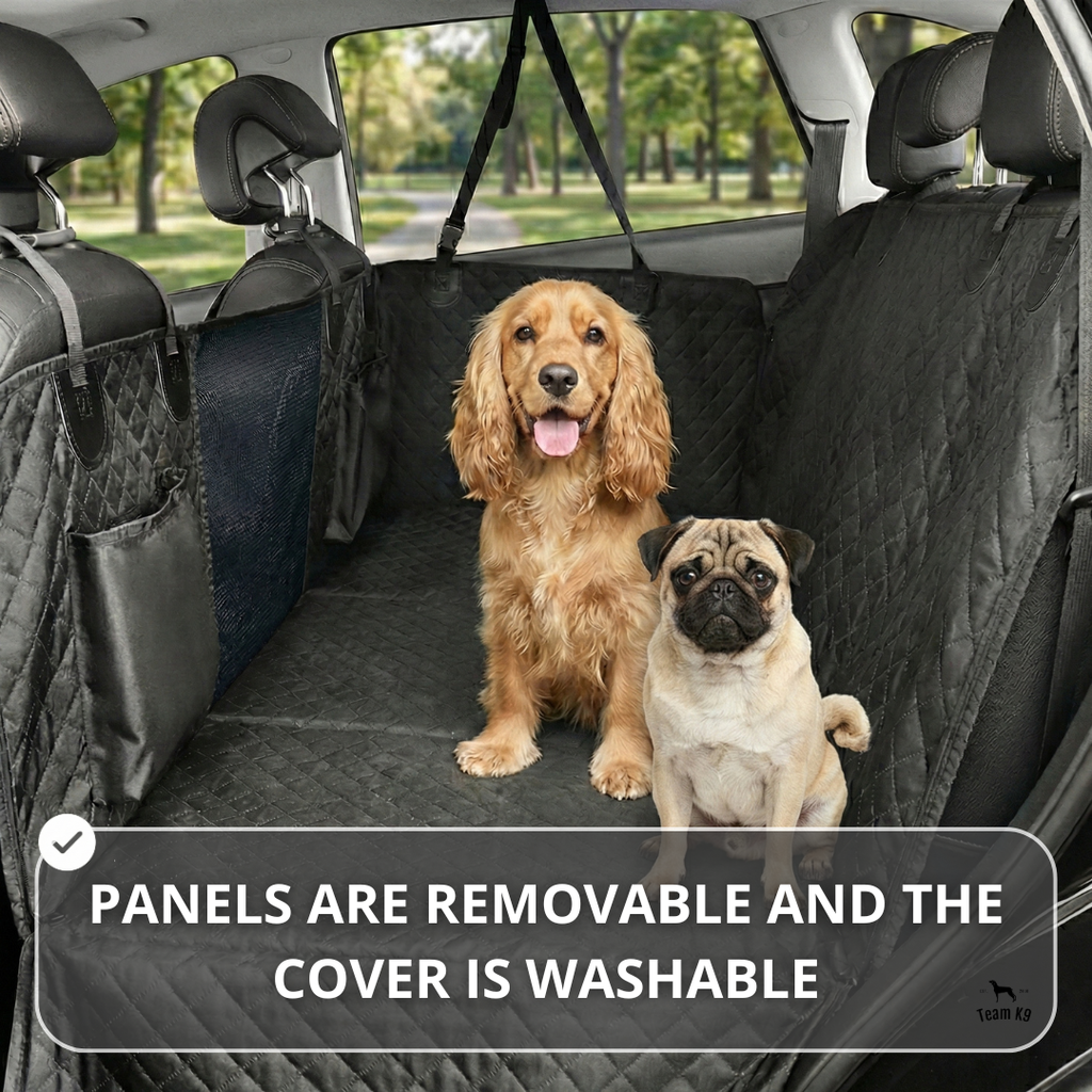 NEW Waterproof Hard Bottom Car & Truck Seat Foldable Hammock Cover With Storage Pockets, Side Flaps, Headrest Straps, Seat Anchors, & Mesh Window (+FREE SAFETY BELT!)