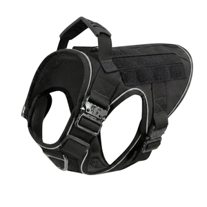 Upgraded Tactical No-Pull Team K9® Dog Harness with 4 Quick-Release Metal Buckles, Reinforced Front & Back V-Rings, Hook &