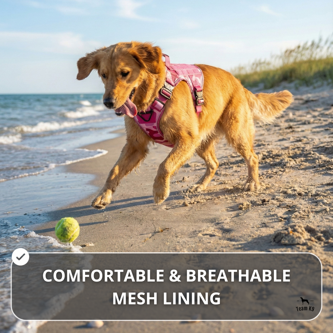 NEW Upgraded Tactical No-Pull Team K9™ Dog Harness with 4 Quick-Release Metal Buckles, Reinforced Front & Back V-Rings, Hook & Loop Panels, Adjustable Straps, Reflective Strips, & Top Handle