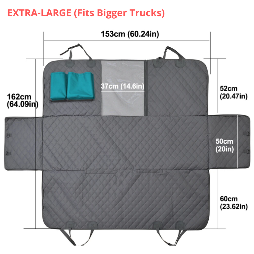 Waterproof Non-Slip Car Seat Hammock Cover With Pockets, Side Flaps, Headrest Straps, Seat-Anchors, & Mesh Window (+FREE SAFETY BELT!)