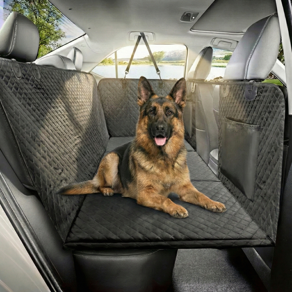 NEW Waterproof Hard Bottom Car & Truck Seat Foldable Hammock Cover With Storage Pockets, Side Flaps, Headrest Straps, Seat Anchors, & Mesh Window (+FREE SAFETY BELT!)