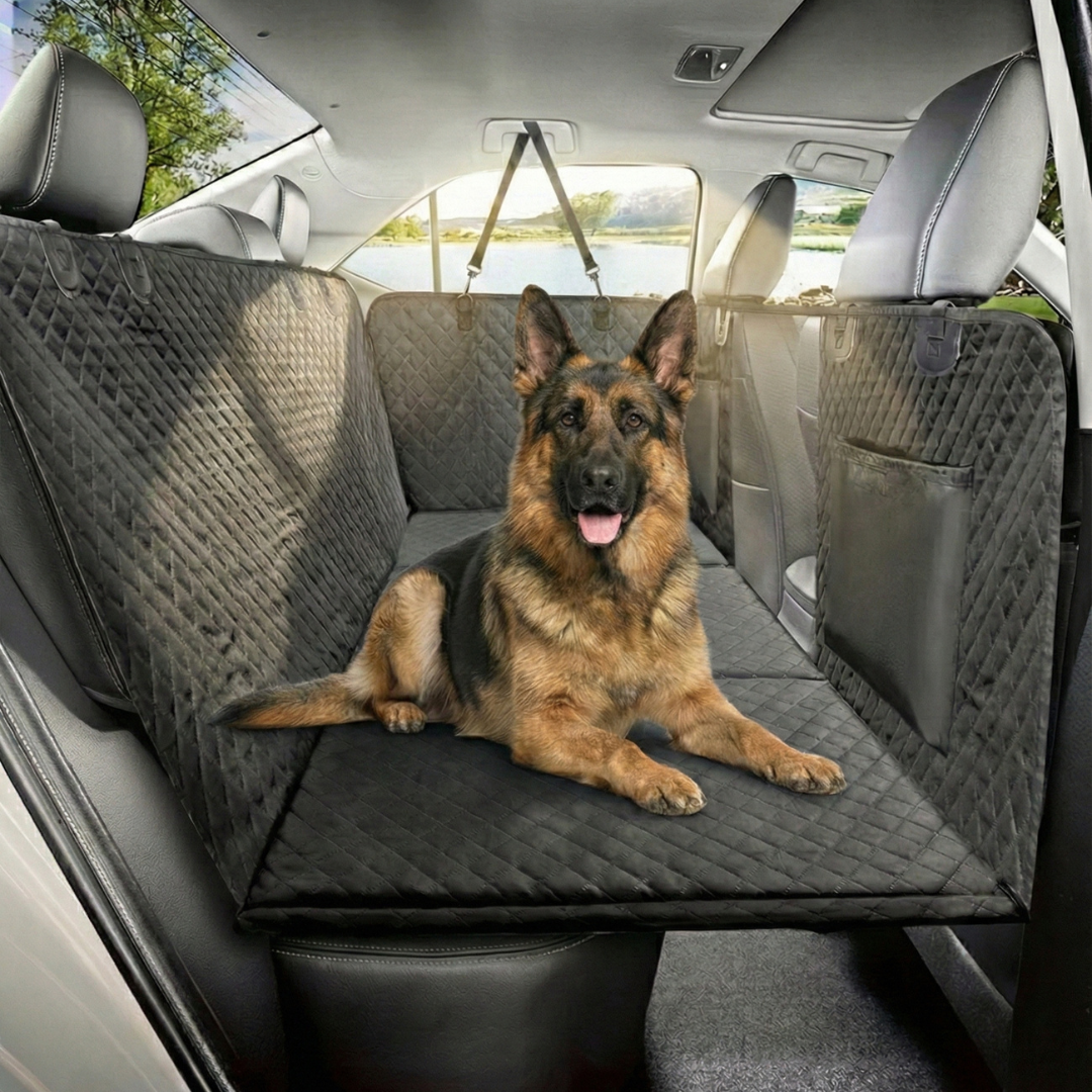 NEW Waterproof Hard Bottom Car & Truck Seat Foldable Hammock Cover With Storage Pockets, Side Flaps, Headrest Straps, Seat Anchors, & Mesh Window (+FREE SAFETY BELT!)