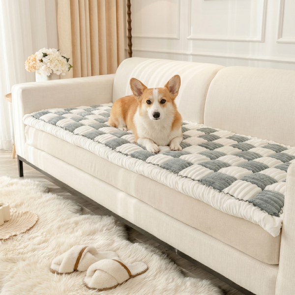 NEW 2-in-1 Furniture Protector & Dog Bed Couch Cover with Thick Orthopedic Padding, Non-Slip Grip, Scratch-Resistant Surface & Machine-Washable Fabric