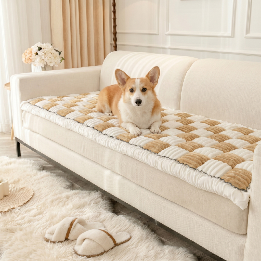 NEW 2-in-1 Furniture Protector & Dog Bed Couch Cover with Thick Orthopedic Padding, Non-Slip Grip, Scratch-Resistant Surface & Machine-Washable Fabric