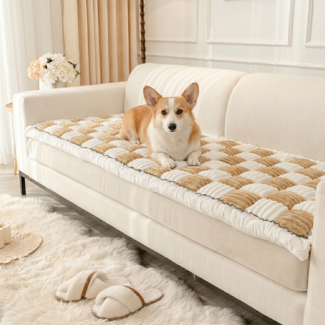 NEW 2-in-1 Furniture Protector & Dog Bed Couch Cover with Thick Orthopedic Padding, Non-Slip Grip, Scratch-Resistant Surface & Machine-Washable Fabric