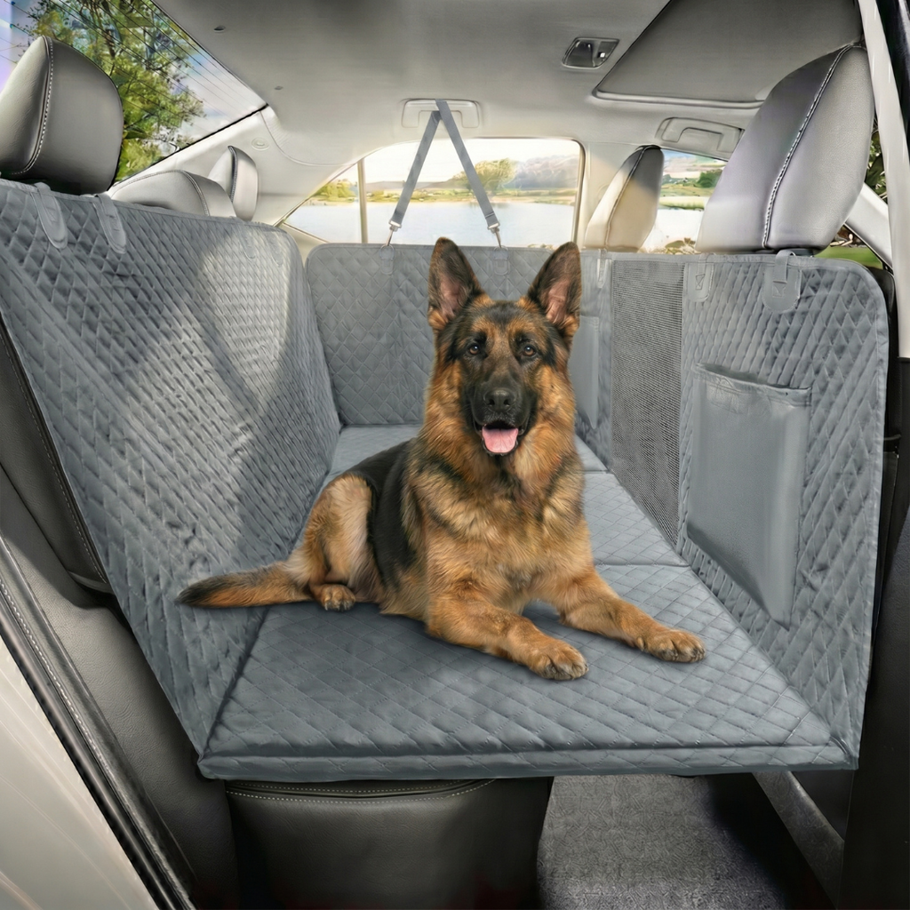 NEW Waterproof Hard Bottom Car & Truck Seat Foldable Hammock Cover With Storage Pockets, Side Flaps, Headrest Straps, Seat Anchors, & Mesh Window (+FREE SAFETY BELT!)