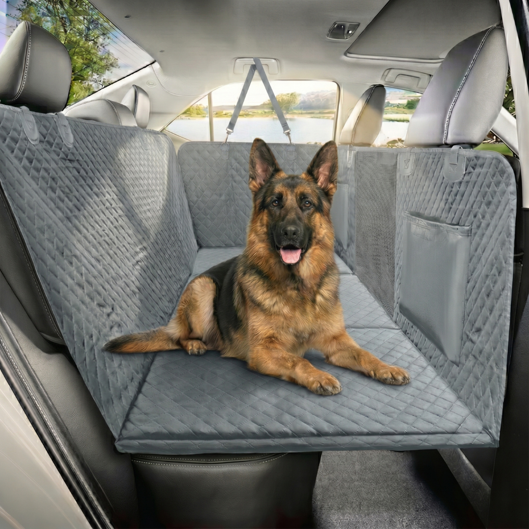 NEW Waterproof Hard Bottom Car & Truck Seat Foldable Hammock Cover With Storage Pockets, Side Flaps, Headrest Straps, Seat Anchors, & Mesh Window (+FREE SAFETY BELT!)
