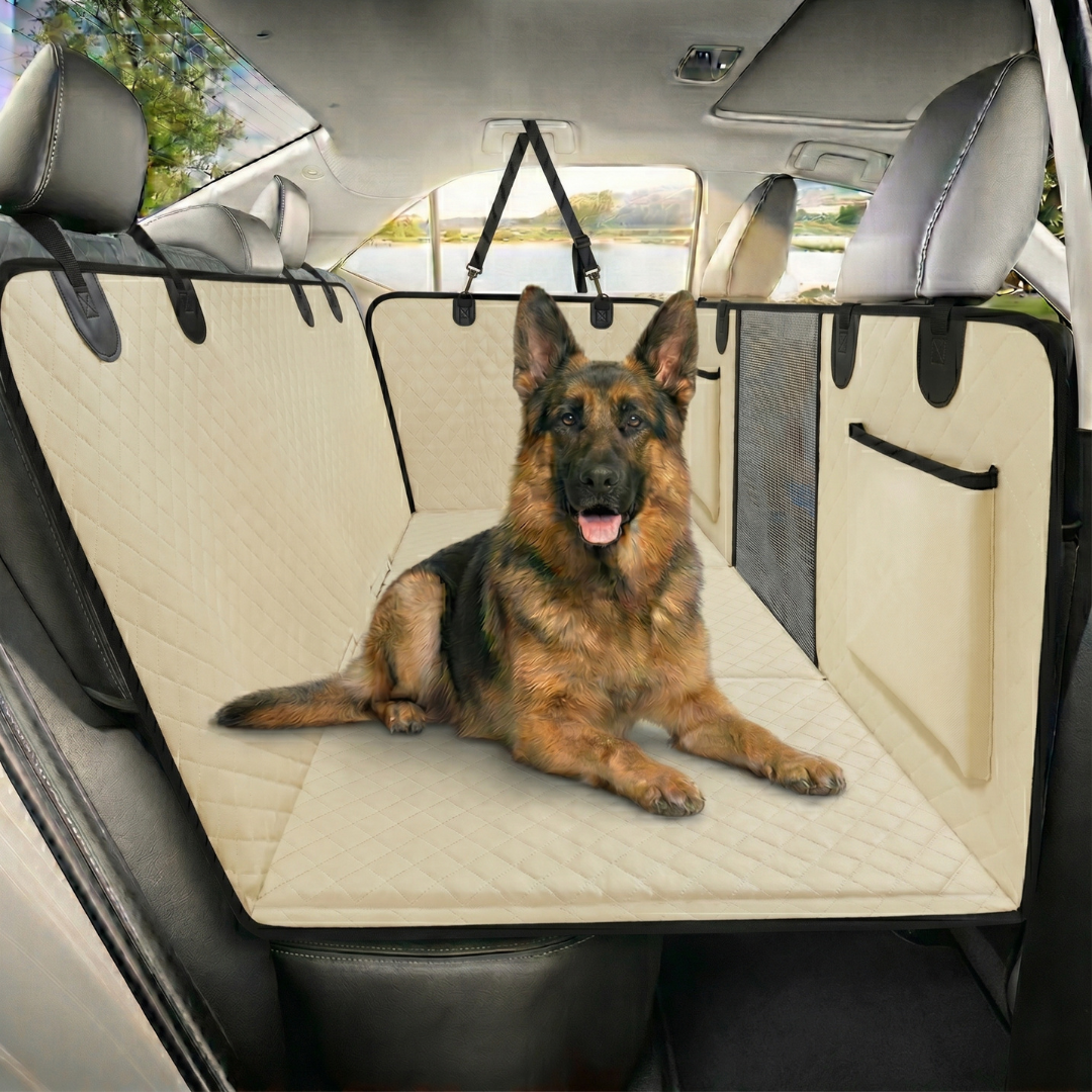 NEW Waterproof Hard Bottom Car & Truck Seat Foldable Hammock Cover With Storage Pockets, Side Flaps, Headrest Straps, Seat Anchors, & Mesh Window (+FREE SAFETY BELT!)