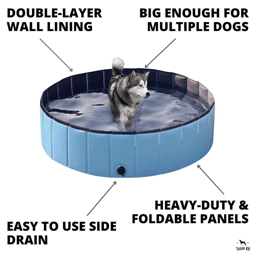 NEW Pop-Up Foldable Outdoor Dog Bath & Swimming Pool With Side Drain (Aqua Blue)