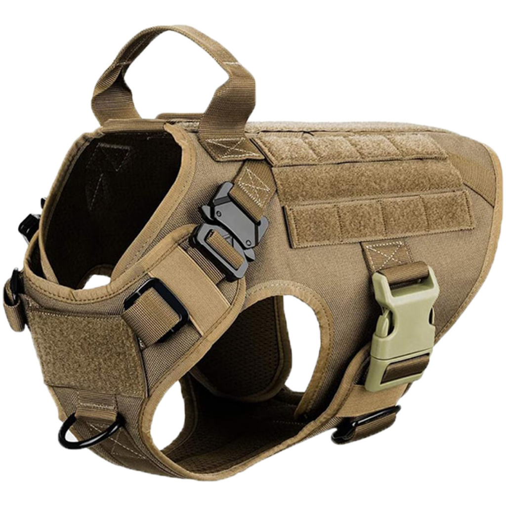Classic Heavy-Duty Tactical No-Pull Team K9™ Dog Harness With Front & Back D-Rings, Quick-Release Metal-Buckles, Hook & Loop Panels, & Top Handle
