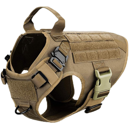 Classic Heavy-Duty Tactical No-Pull Team K9™ Dog Harness With Front & Back D-Rings, Quick-Release Metal-Buckles, Hook & Loop Panels, & Top Handle
