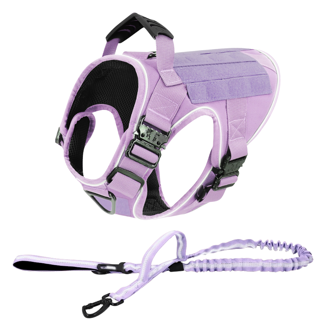 NEW Upgraded Tactical No-Pull Team K9™ Dog Harness with 4 Quick-Release Metal Buckles, Reinforced Front & Back V-Rings, Hook & Loop Panels, Adjustable Straps, Reflective Strips, & Top Handle
