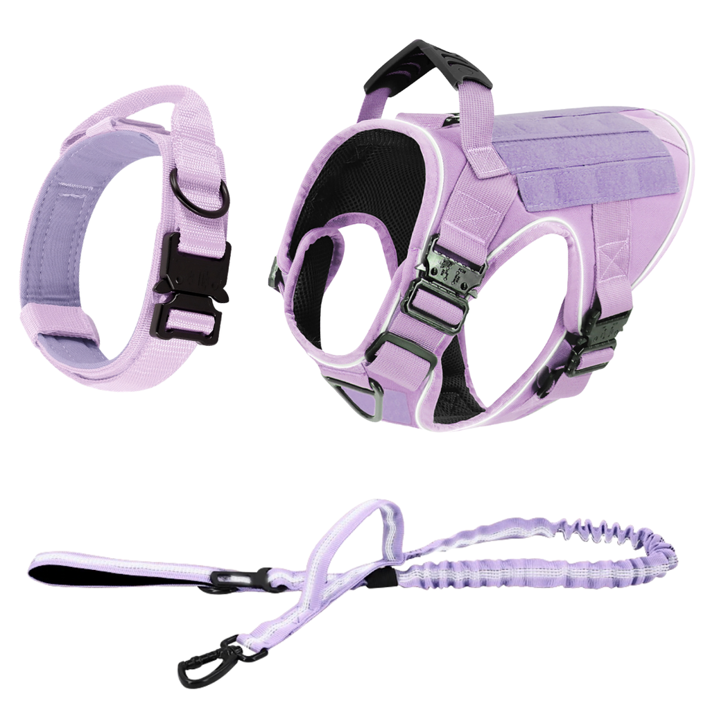 NEW Upgraded Tactical No-Pull Team K9™ Dog Harness with 4 Quick-Release Metal Buckles, Reinforced Front & Back V-Rings, Hook & Loop Panels, Adjustable Straps, Reflective Strips, & Top Handle