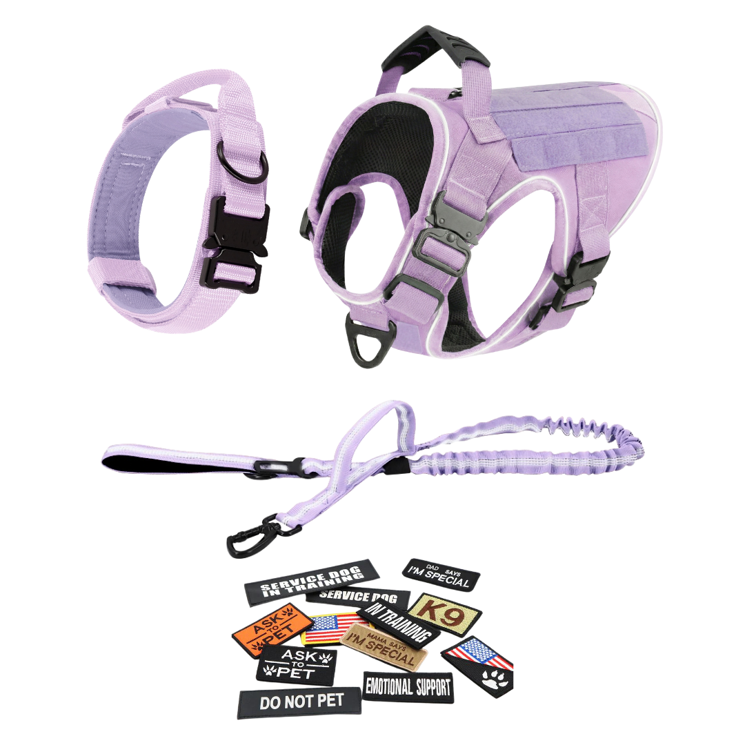 NEW Upgraded Tactical No-Pull Team K9™ Dog Harness with 4 Quick-Release Metal Buckles, Reinforced Front & Back V-Rings, Hook & Loop Panels, Adjustable Straps, Reflective Strips, & Top Handle