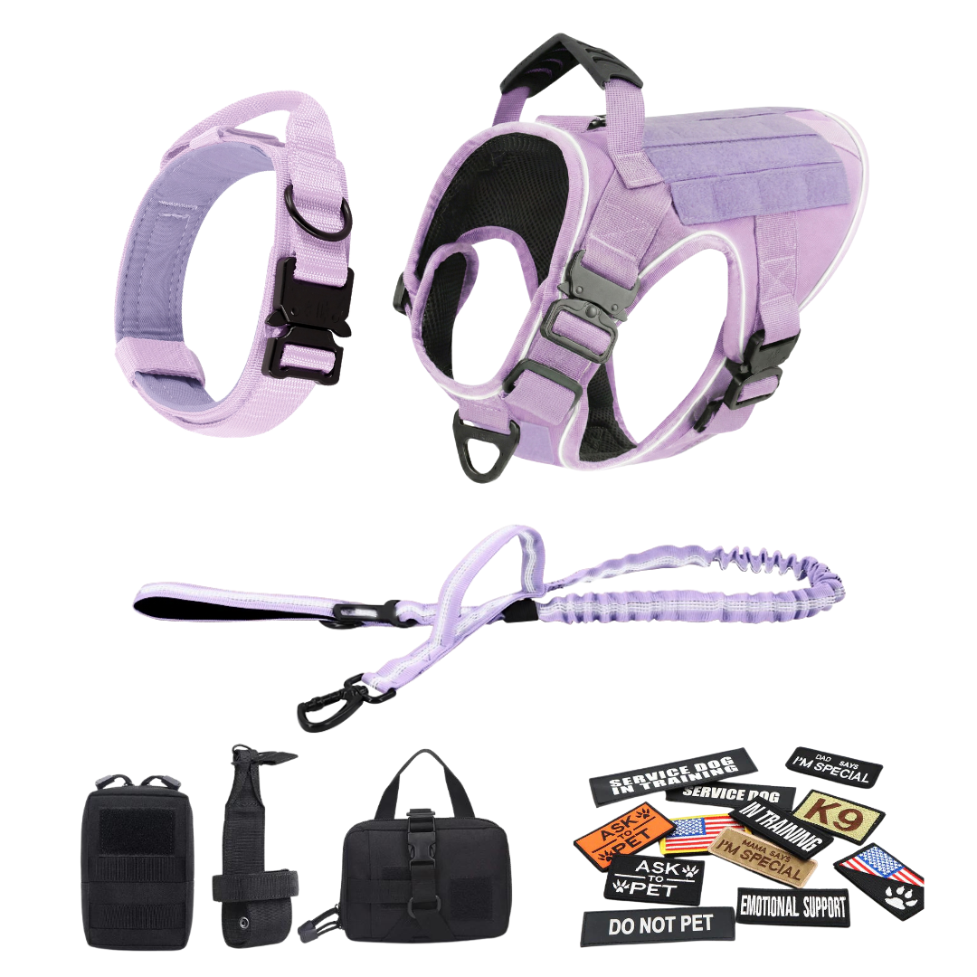 NEW Upgraded Tactical No-Pull Team K9™ Dog Harness with 4 Quick-Release Metal Buckles, Reinforced Front & Back V-Rings, Hook & Loop Panels, Adjustable Straps, Reflective Strips, & Top Handle