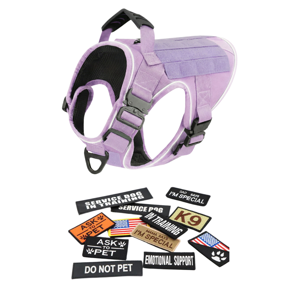 NEW Upgraded Tactical No-Pull Team K9™ Dog Harness with 4 Quick-Release Metal Buckles, Reinforced Front & Back V-Rings, Hook & Loop Panels, Adjustable Straps, Reflective Strips, & Top Handle