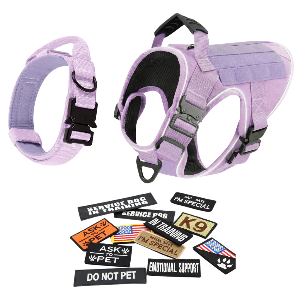 NEW Upgraded Tactical No-Pull Team K9™ Dog Harness with 4 Quick-Release Metal Buckles, Reinforced Front & Back V-Rings, Hook & Loop Panels, Adjustable Straps, Reflective Strips, & Top Handle