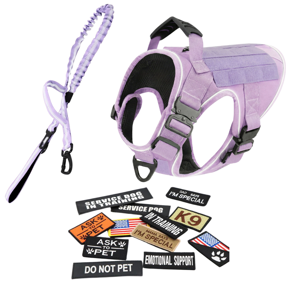 NEW Upgraded Tactical No-Pull Team K9™ Dog Harness with 4 Quick-Release Metal Buckles, Reinforced Front & Back V-Rings, Hook & Loop Panels, Adjustable Straps, Reflective Strips, & Top Handle