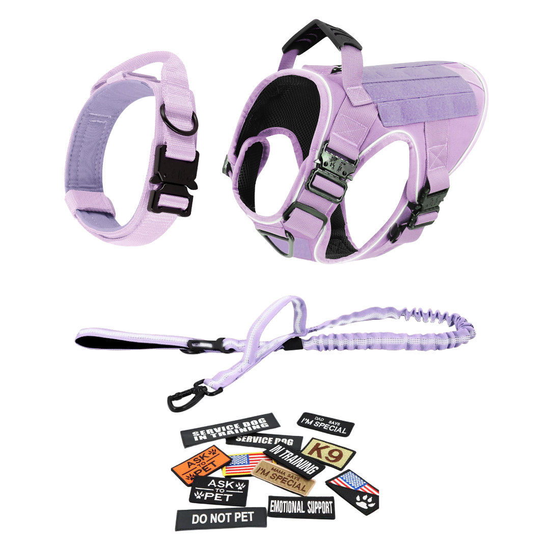 NEW Upgraded Tactical No-Pull Team K9™ Dog Harness with 4 Quick-Release Metal Buckles, Reinforced Front & Back V-Rings, Hook & Loop Panels, Adjustable Straps, Reflective Strips, & Top Handle