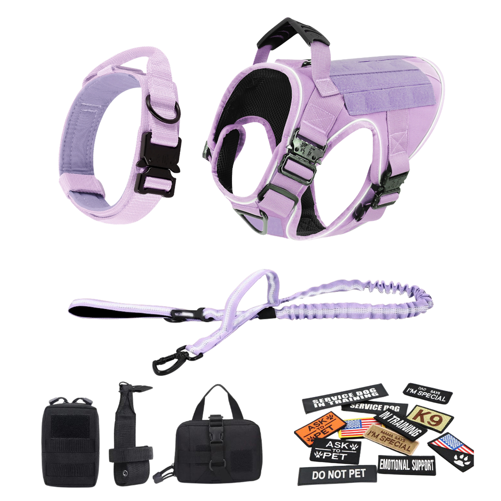 NEW Upgraded Tactical No-Pull Team K9™ Dog Harness with 4 Quick-Release Metal Buckles, Reinforced Front & Back V-Rings, Hook & Loop Panels, Adjustable Straps, Reflective Strips, & Top Handle