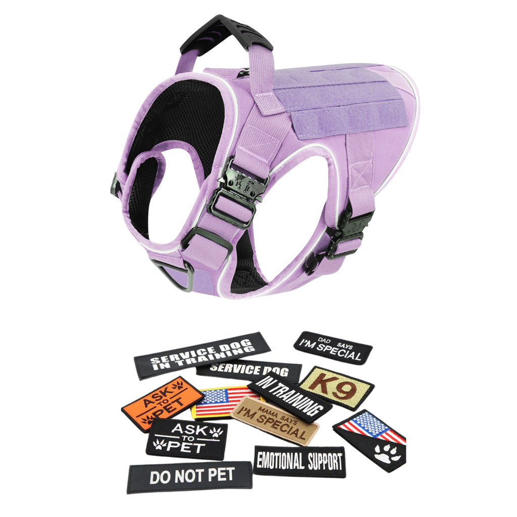 NEW Upgraded Tactical No-Pull Team K9™ Dog Harness with 4 Quick-Release Metal Buckles, Reinforced Front & Back V-Rings, Hook & Loop Panels, Adjustable Straps, Reflective Strips, & Top Handle