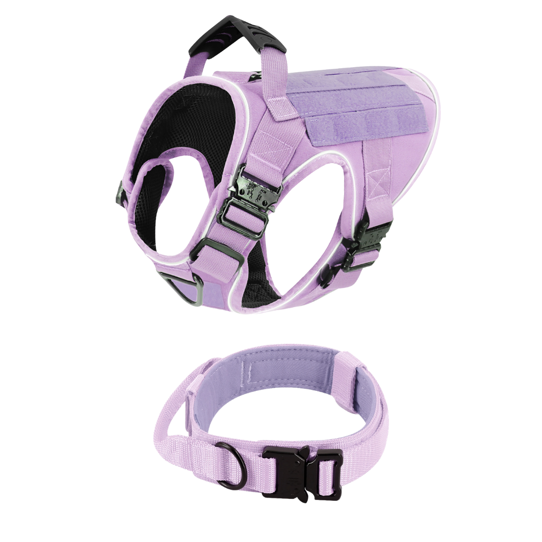 NEW Upgraded Tactical No-Pull Team K9™ Dog Harness with 4 Quick-Release Metal Buckles, Reinforced Front & Back V-Rings, Hook & Loop Panels, Adjustable Straps, Reflective Strips, & Top Handle