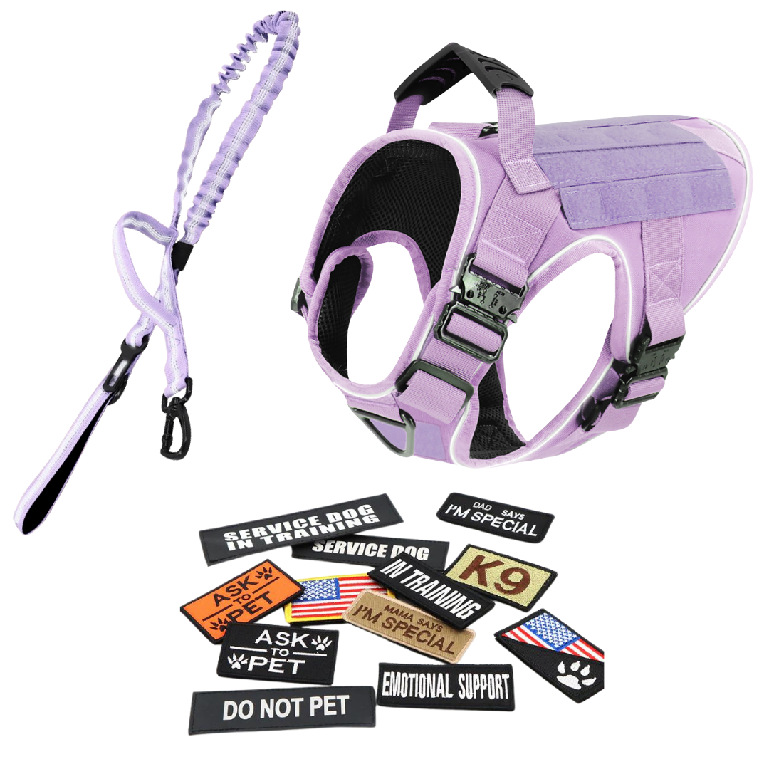 NEW Upgraded Tactical No-Pull Team K9™ Dog Harness with 4 Quick-Release Metal Buckles, Reinforced Front & Back V-Rings, Hook & Loop Panels, Adjustable Straps, Reflective Strips, & Top Handle