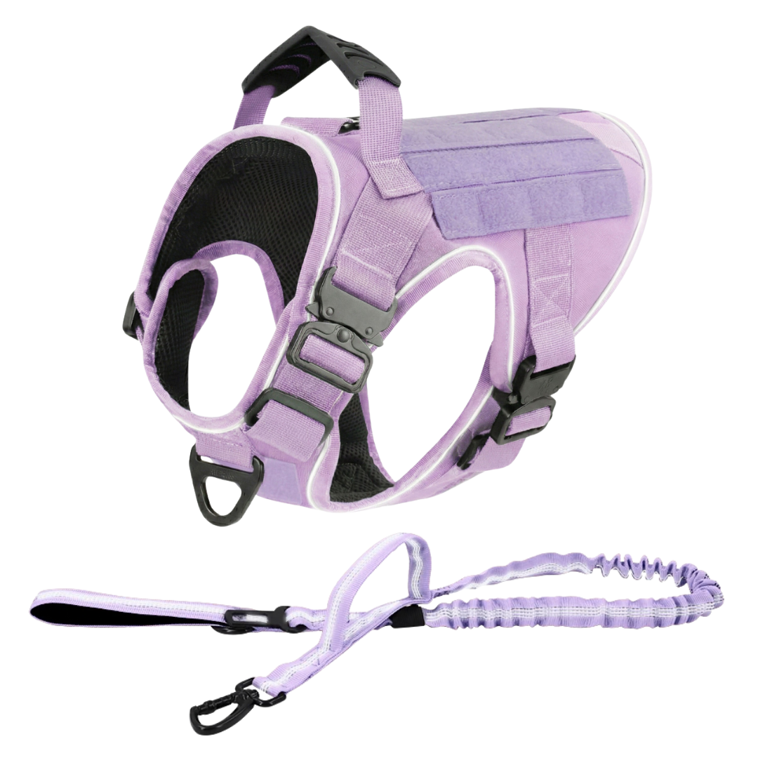 NEW Upgraded Tactical No-Pull Team K9™ Dog Harness with 4 Quick-Release Metal Buckles, Reinforced Front & Back V-Rings, Hook & Loop Panels, Adjustable Straps, Reflective Strips, & Top Handle